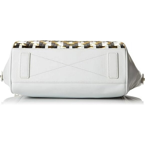 MILLY Tote Bag Dylan Leather Woven, White Gold Black - Picture 3 of 11